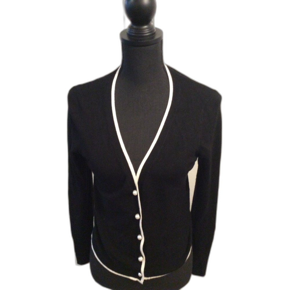 Black Cardigan Pearl Buttons V Neck Corpcore Truth Republic Small S Classic